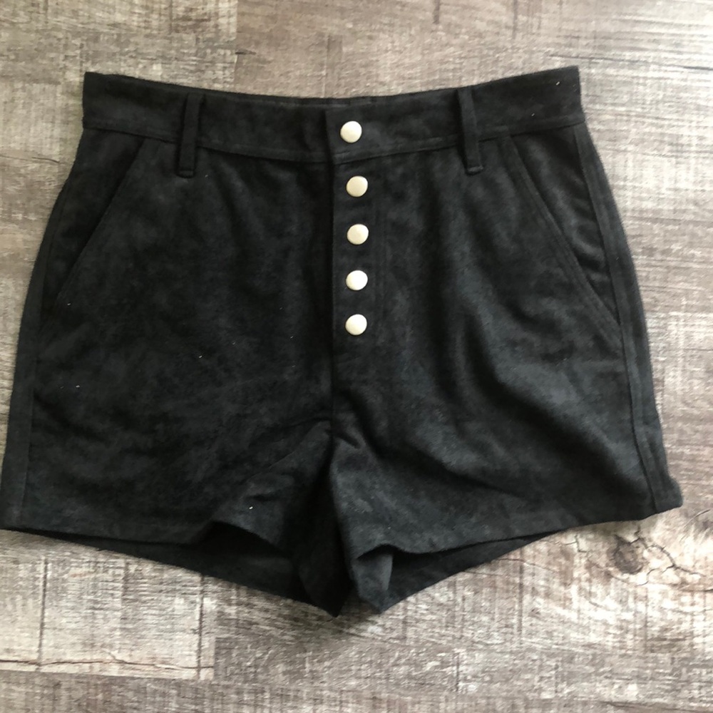 Reference black suede high waisted shorts medium